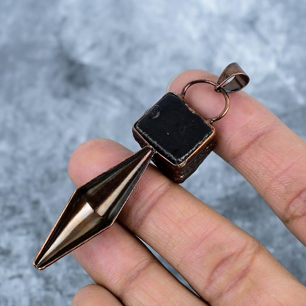 Natural Titanium Druzy Copper Engagement Wife Gift Electroformed Pendant Jewelry VP-57