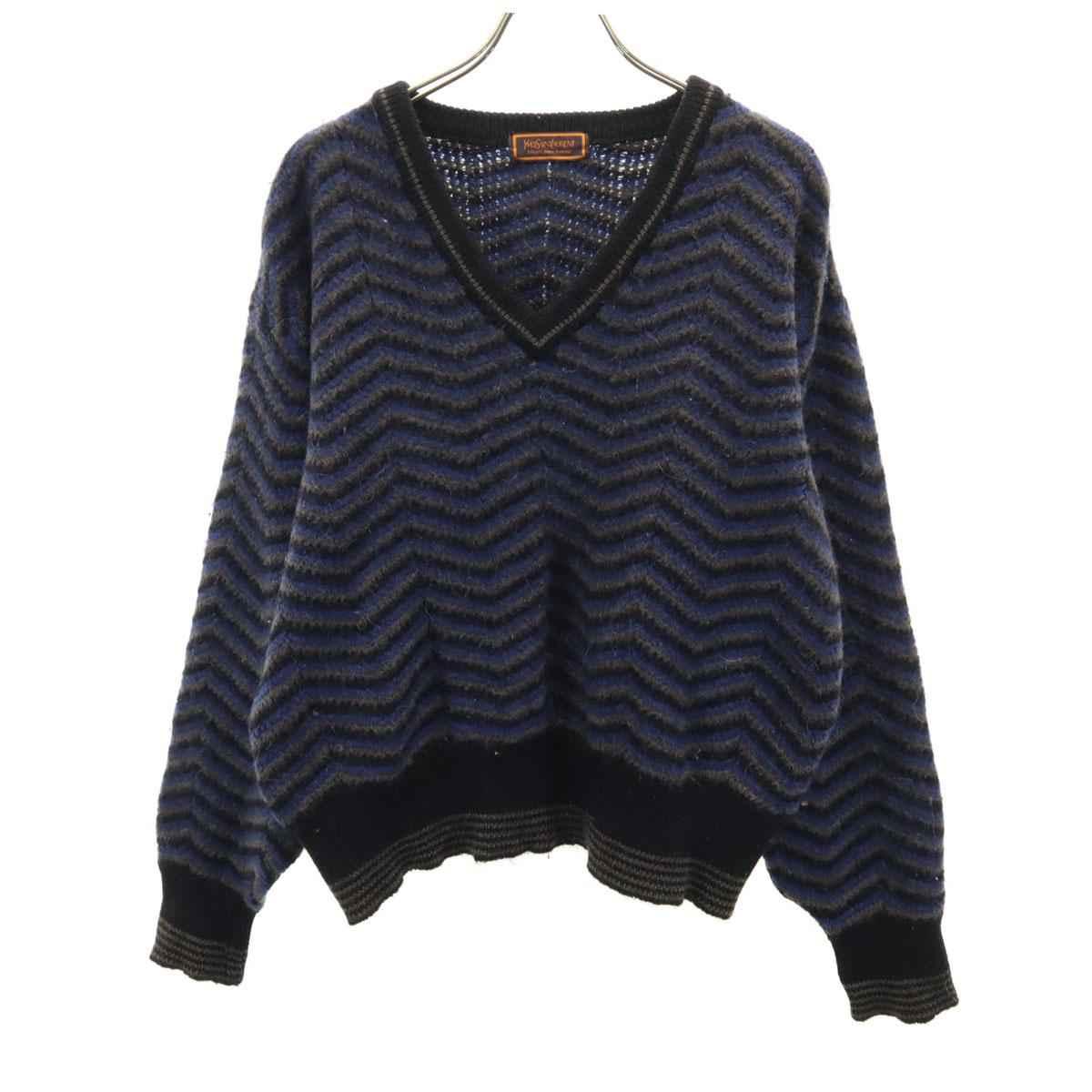 

YVES SAINT LAURENT трикотаж 90-х Шерсть Старый Длинный рукав V-образный вырез вязаный Женский Б/у