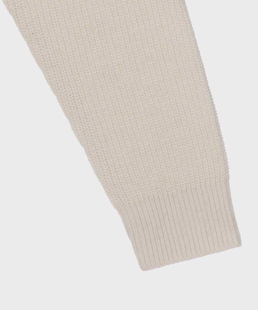 BASIC HOUSE Uni Ribbed Semi-Overfit Round Neck Knit Cream Lwkt7103