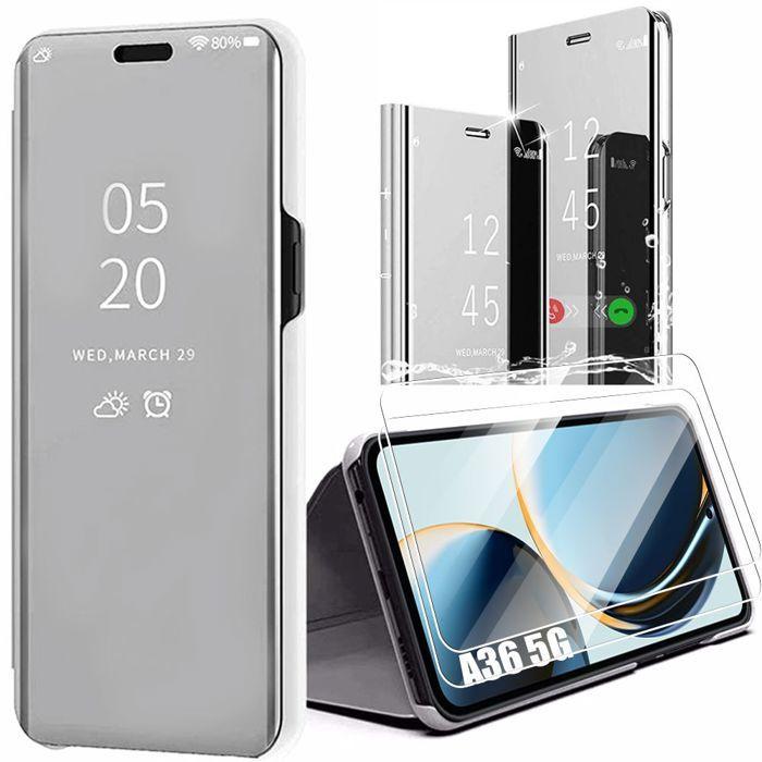 Coque de protection - Booling - pour Samsung Galaxy A36 5G - Effet Miroir - Argenté - 2 Verres Trempés