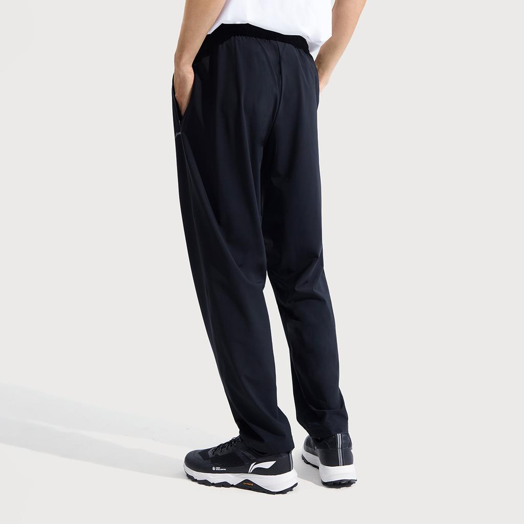 Li Ning Simple Casual Solid Color Ice Silk Quick Dry Cool Straight Leg Knitted Sports Pants Men Bottoms Black AKYV195-1