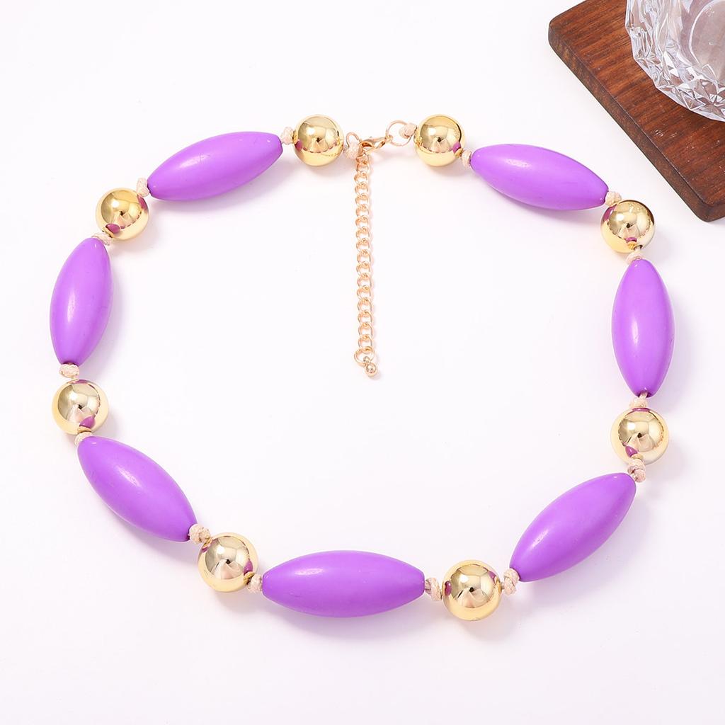 Fashion Summer Trend Dopamine Color Irregular Geometric Beaded Splicing Necklace Cool Vacation Women's