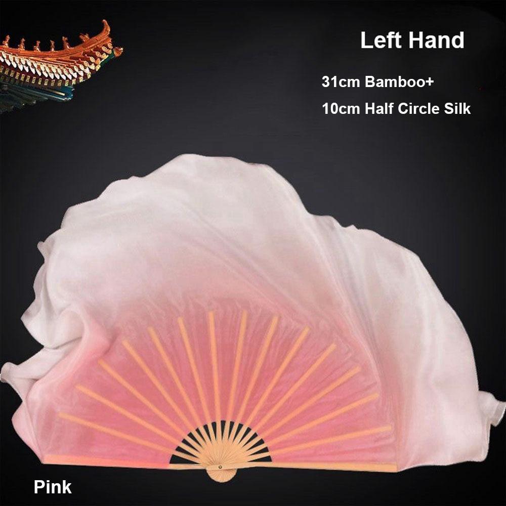 10cm Half Circle Silk Veil Chinese Short Bellydance Fan Hand Dye Adults Fan  Kid Women