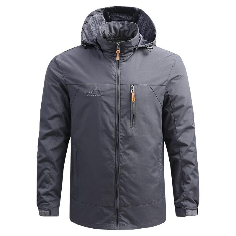 Jacket Men'S Spring And Autumn Thin Outdoor Charge Jacket Youth Hooded Loose Large Size Casual Windbreaker Jacket
