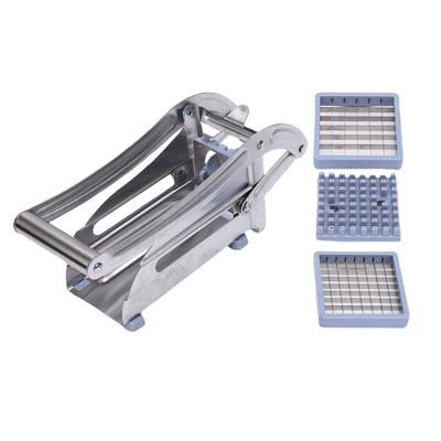 French Fry Cutter Stainless Steel Potato Carrot Cucumber Chipper for Home Kitchen Lever Handle Suction Cup Base