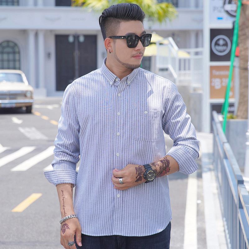 Plus Size 10XL Men's Spring And Autumn Long Sleeved Shirt, Men's Casual Loose Elastic Shirt