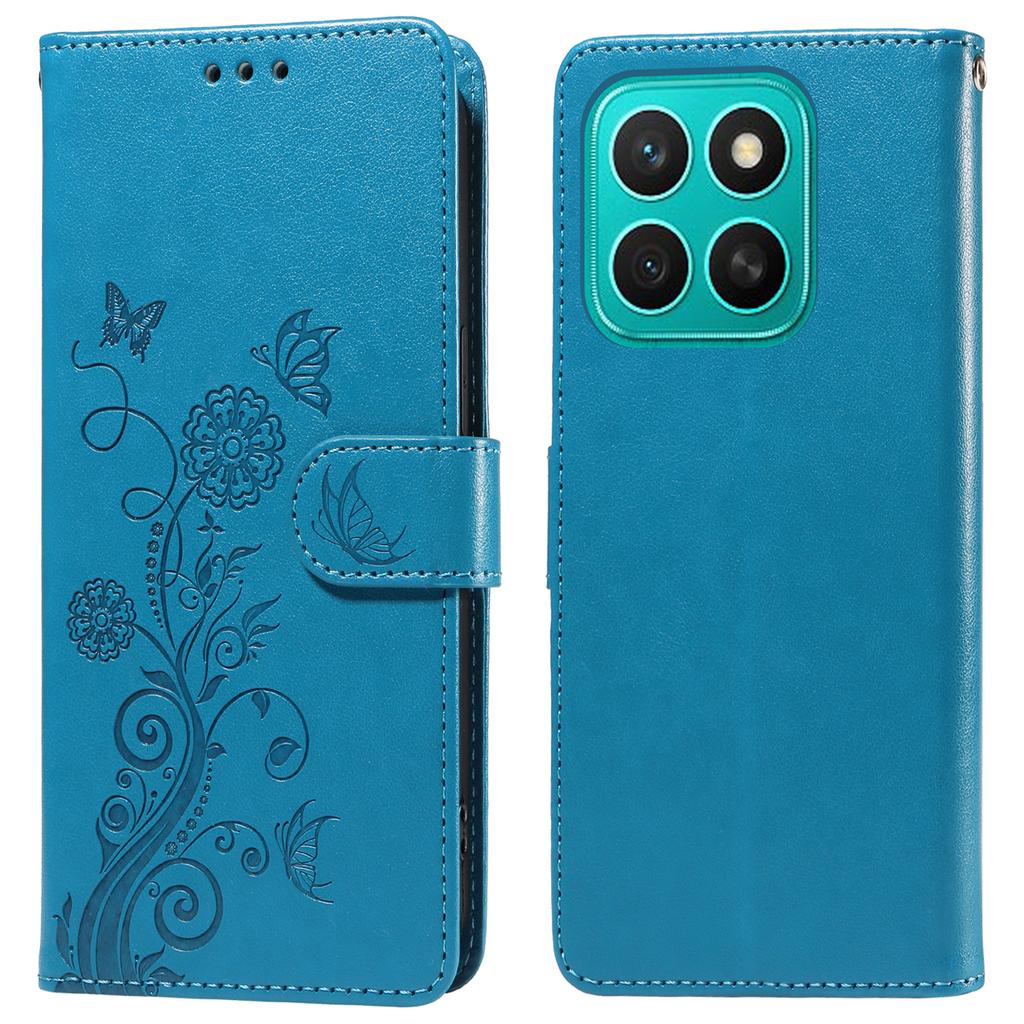 For Honor X8c 4G Case Butterfly Floral Imprint Wallet Stand Leather Phone Cover