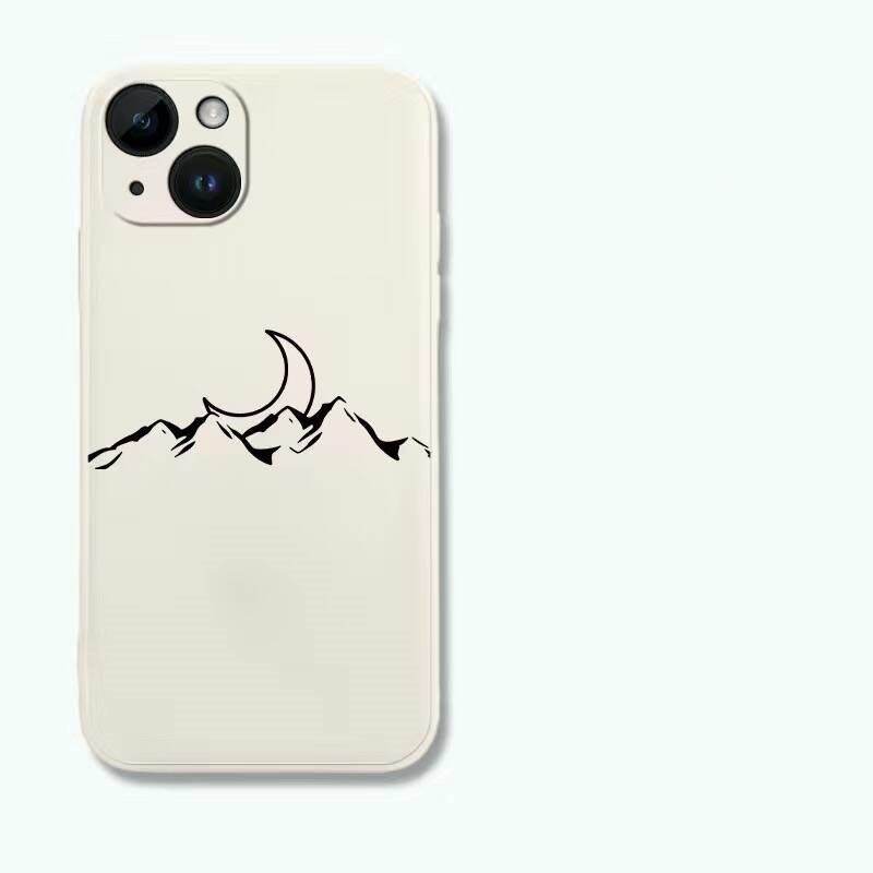 Simple Sun Moon Phone Case for IPhone 13 Pro Max15 14 12 11 XS MAX X XR 7 8 Plus Line Mountain Scenery Shockproof Couples Cover