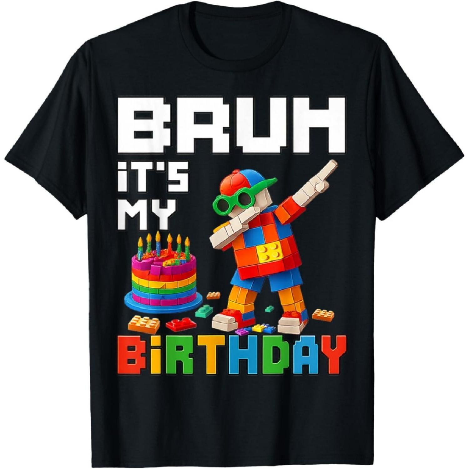Бро Это Мой День Рождения Мастер Строитель Блок Кирпич Человек Мальчик Ребенок Футболка S чёрный