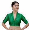 Women’s Solid Collar Neck Readymade Saree Blouse | Front Open Non Padded | Half Sleeve Art Silk Blouse