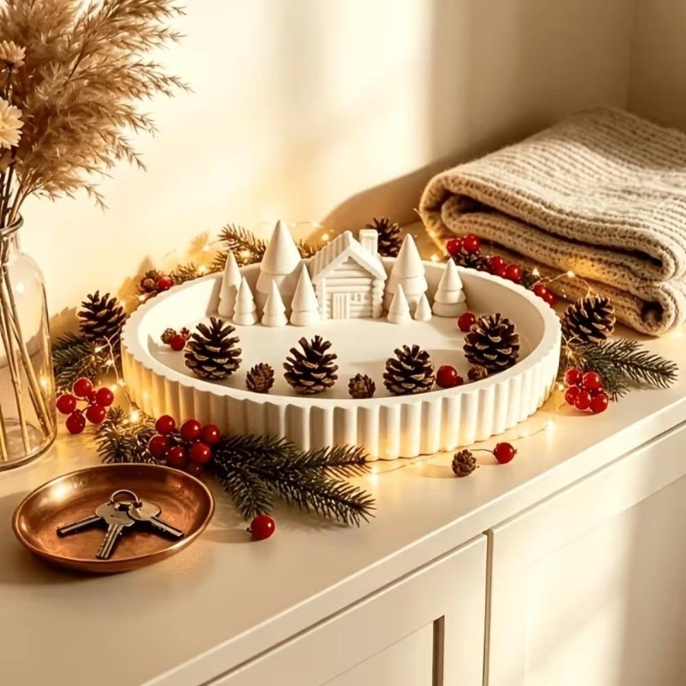 Small Miniature Landscape Hollow Ball Shaped Snow Scene Decoration Christmas Atmosphere Tray Home