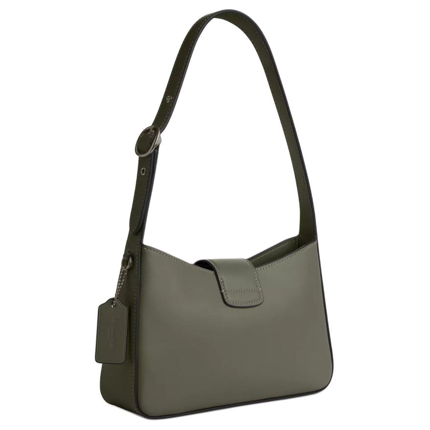 Coach Eliza 25 Zipper Closure Adjustable Shoulder Strap Calfskin Tote Shoulder Bag Medium Women Bags Gunmetal Military-Green CT853-QBMGR