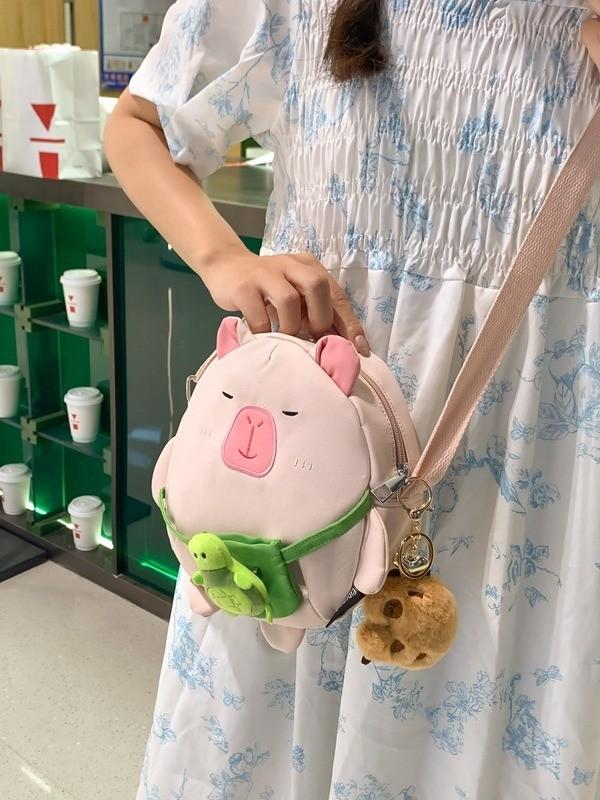 Capybara Small Shoulder Bag With Nylon Material And Zipper Closure For Casual Travel