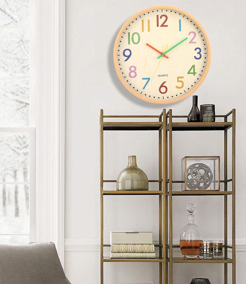 12-inch Cartoon Color Wall Clock for Bedroom & Living Room – Personalized, Creative, Fashionable Design for Children's Room