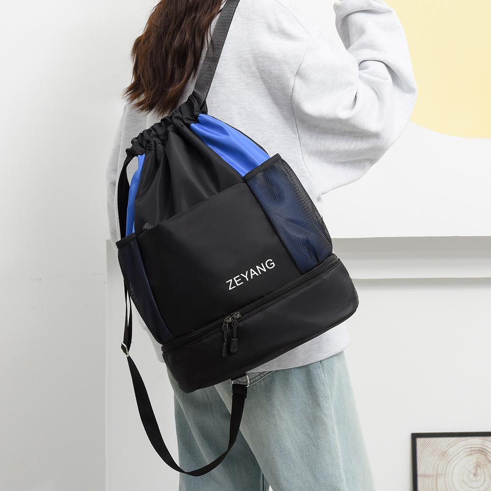Men and Women Same Style Backpack Tied Drawstring Fashionable Contrasting Travel Bag Outdoor Sports Shoes Bin Basketball Bag
