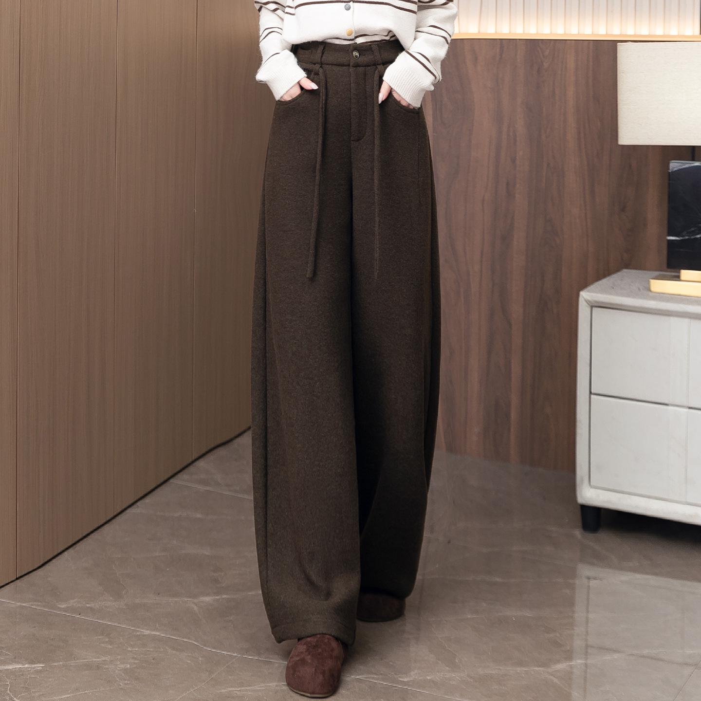 

Women s High-Waist Gray Wool Wide-Leg Pants - Autumn/Winter 2025 Fashion 26/S for 85-95 lbs эбеновый/коричневый