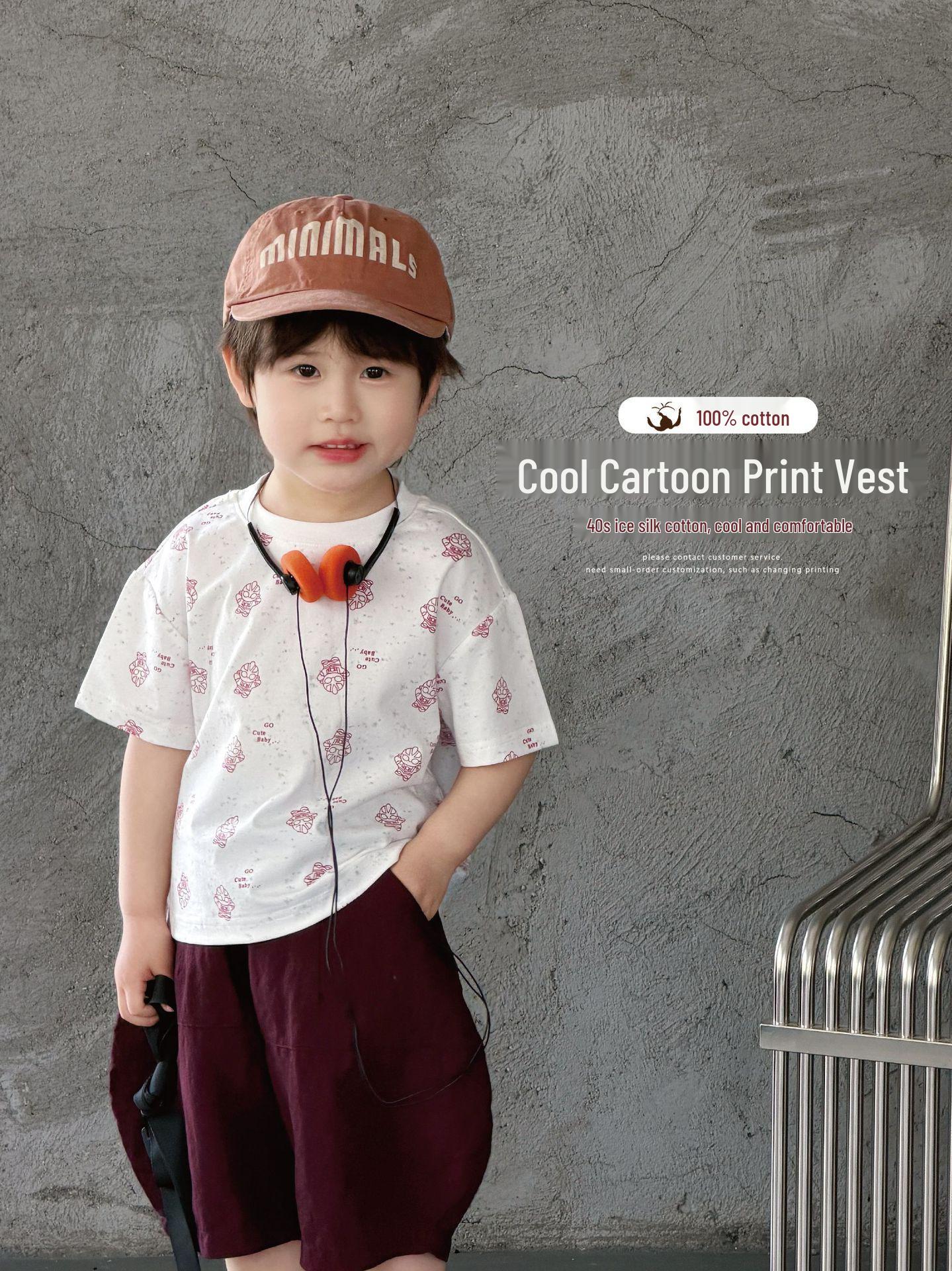 Infant Boys Ultraman Cotton T-Shirt & Vest Set (Class A, Summer 2026 Edition) 90 cm