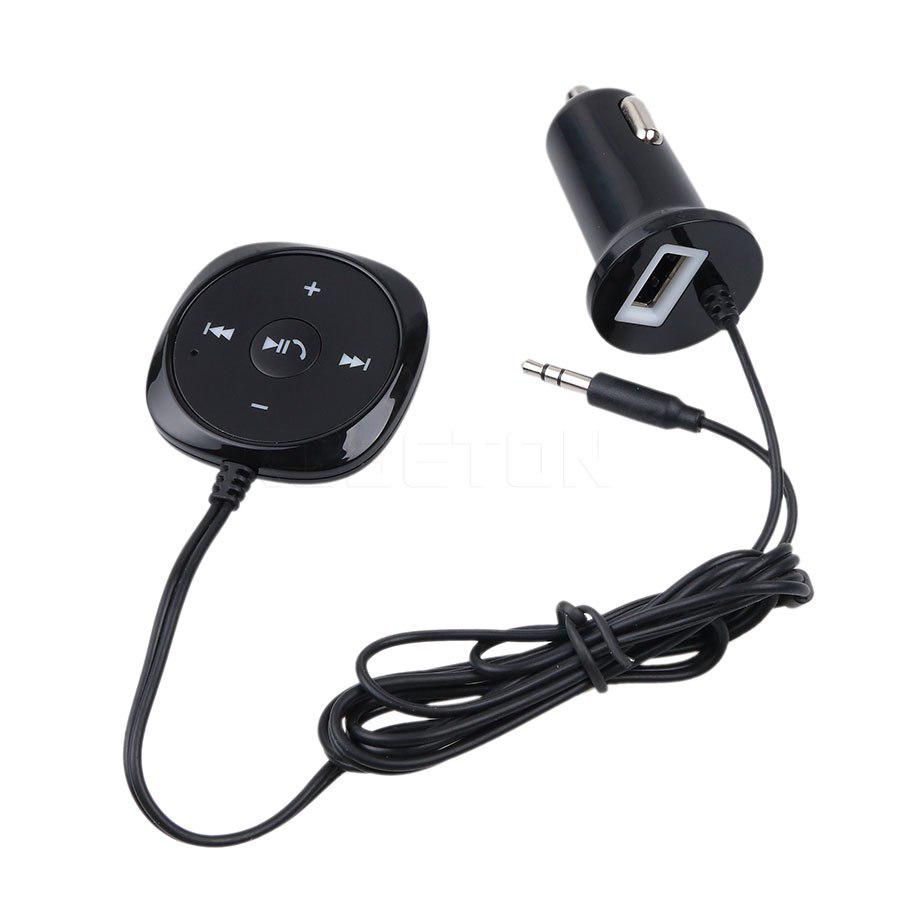 Freisprech-Bluetooth-Autokit MP3 A2DP 3,5-mm-AUX-Audio-Musikempfänger-Adapter 5V 2,1A USB-Ladegerät