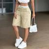 Damen Bermuda-Shorts mit Kordelzug, lässiger lockerer Passform, Seitentaschen und elastischem Bund für den Alltag
