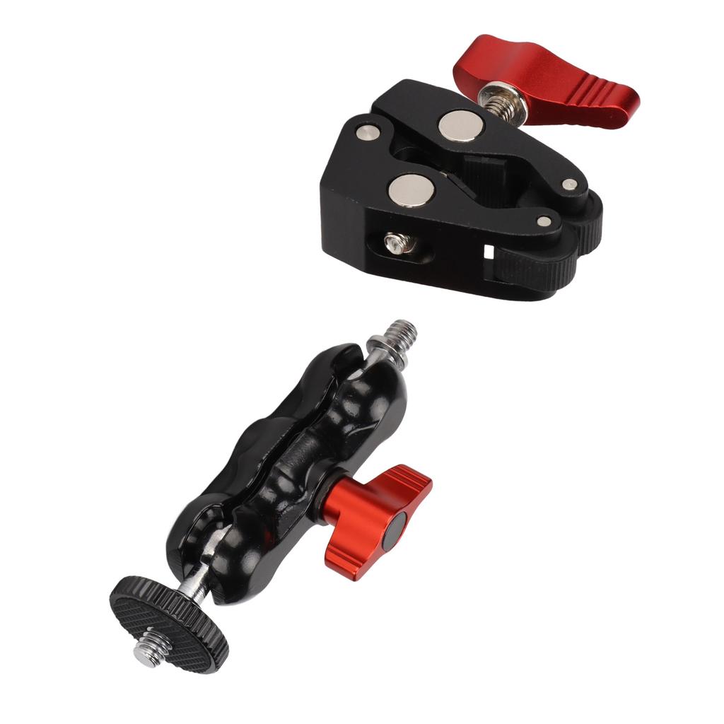 Super Camera Clamp Mount Rustproof Adjustable Double Ball Head Adapter for Camera Light Flashlights