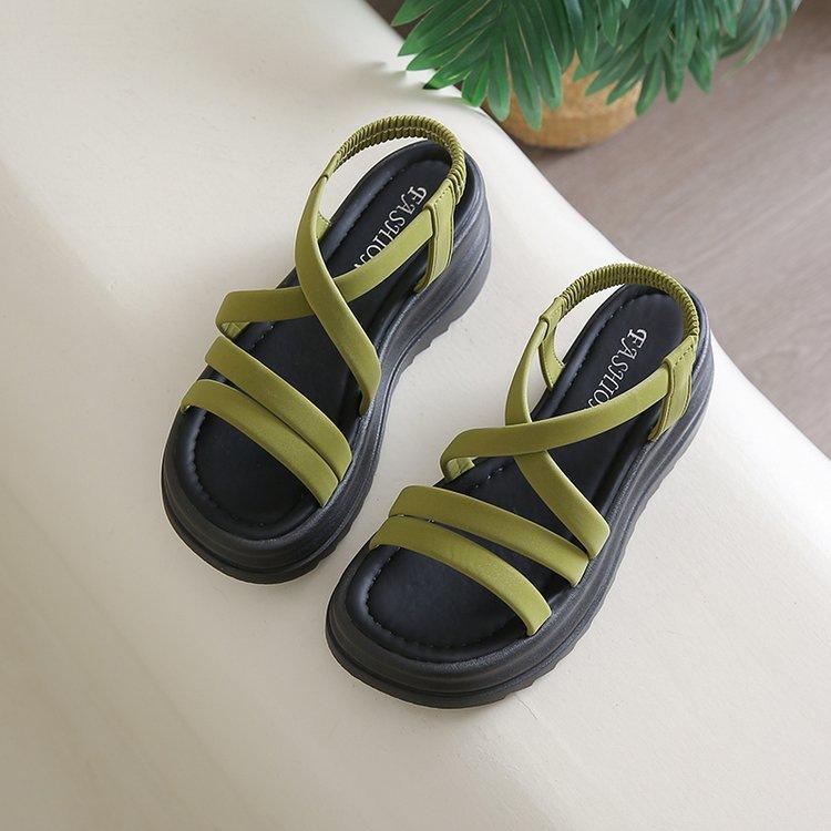 

With skirt platform sandals women s summer 2025 new wear versatile soft sole not tired feet with skirt Roman shoes 35