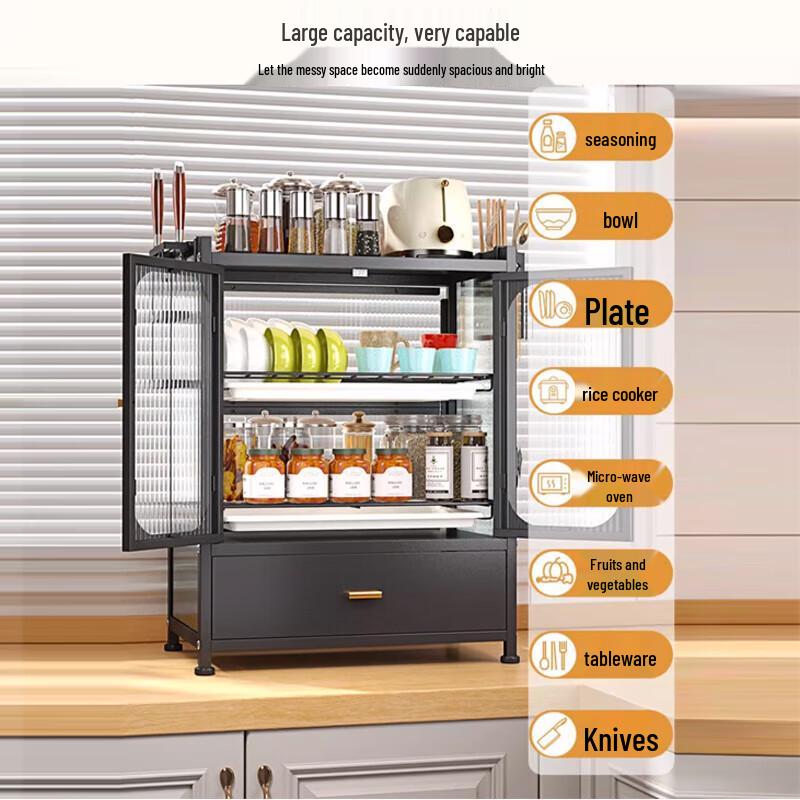 Beifu 3-Tier Carbon Steel Countertop Kitchen Storage Rack