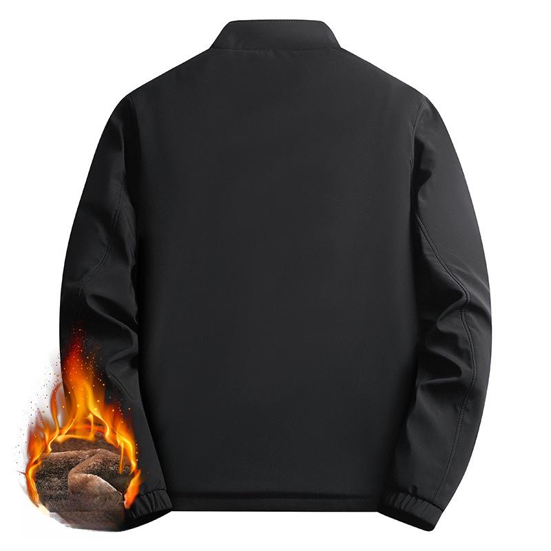 2025 Graphen Herrenjacke mit Stehkragen für mittleres Alter, Herbst und Winter warm und Fleece Papa Wintermantel