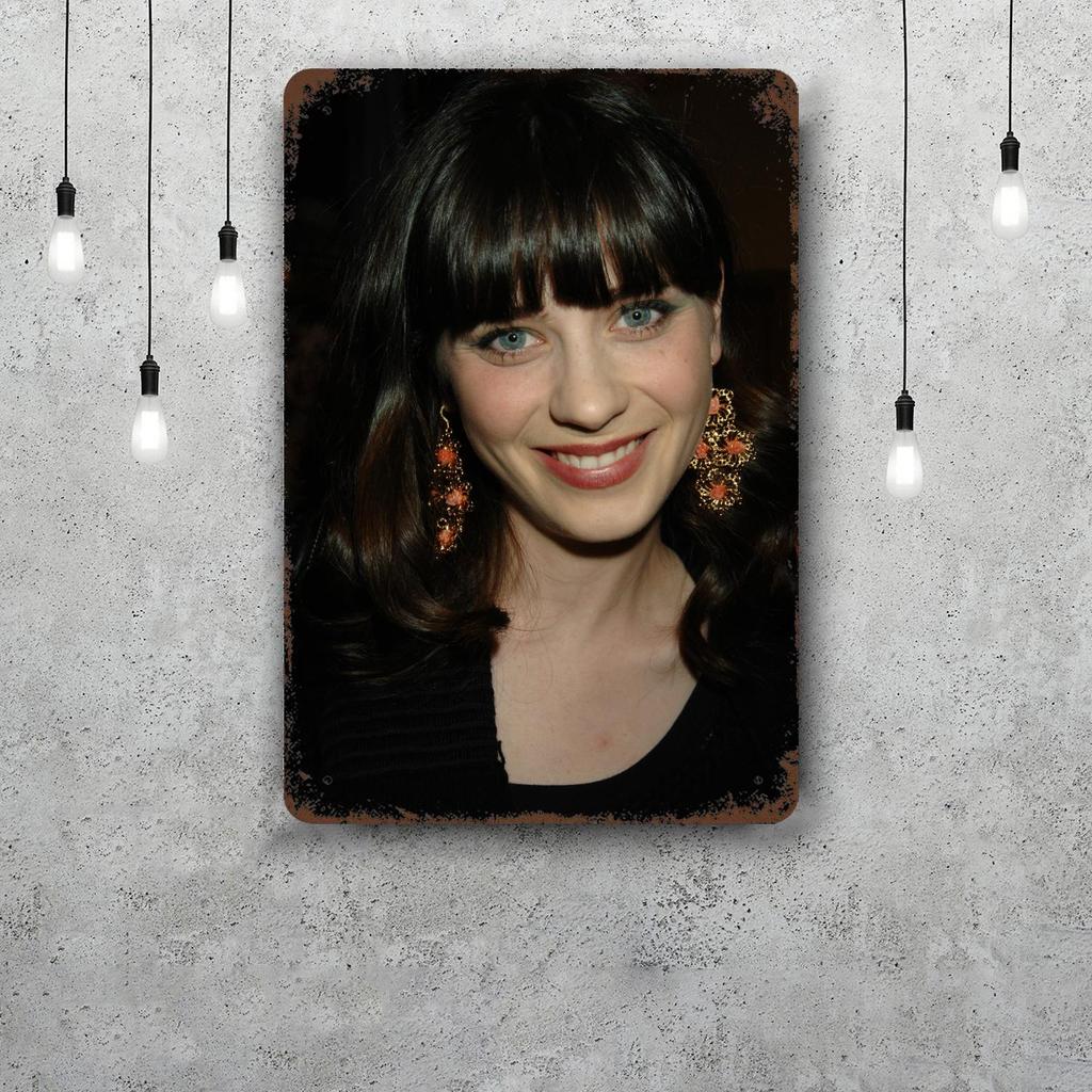 Zoey Deschanel Actor Decor Vintage Metal Signs Tin Signs Captain Poster Decor for Bar Pub Club Man Cave Wall Decoration
