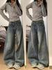Damen High Waist Retro Säbel Jeans - Frühling/Herbst Locker Schlankmachende Weitbeinige Hosen