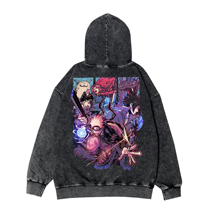 Naruto Vintage Oversized Hooded Jacket - Japanese Anime Style (Autumn/Winter)