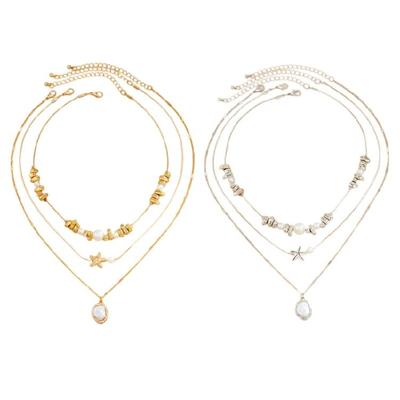 Versatile Double Layer Starfish Necklace Sturdy Metal Chains Stylish Jewelry Gift for Her Special Occasions