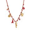 Personalized DIY Knot Rope Chain Lotus Feather Pendant Necklace with Color Retention Sun Wheel