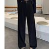 European Cotton Lint Velvet Wide-leg Pants Women's Autumn and Winter New High Waist Drape Narrow Version Woolen Pants Thickened Small Suit Pants