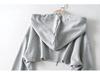 Spring Women's European-American Style Drawstring Hoodie - Solid Color, Versatile Long Sleeve Sweatshirt