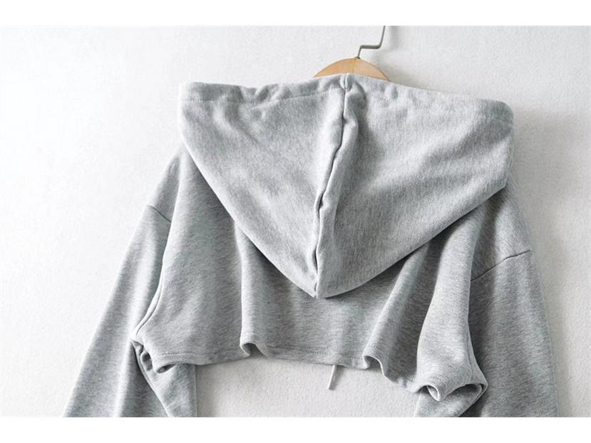 Spring Women's European-American Style Drawstring Hoodie - Solid Color, Versatile Long Sleeve Sweatshirt