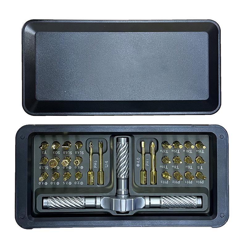 30-in-1 Multifunction S2 Steel Ratchet Screwdriver & Wrench Set