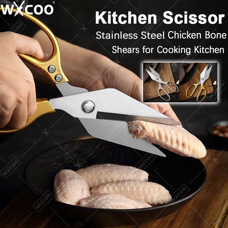 WXCOO Stainless Steel Kitchen Scissors Chicken Poultry Shears All Purpose BBQ Scissors for Meat Cutting Turkey Fish Vegetables