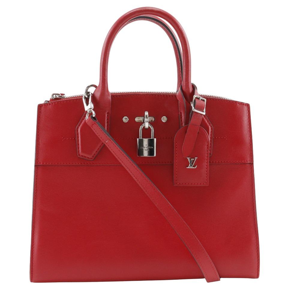 Louis Vuitton City Steamer PM Handbag M51030 2WAYShoulder Rouge Red Calfskin Women Used