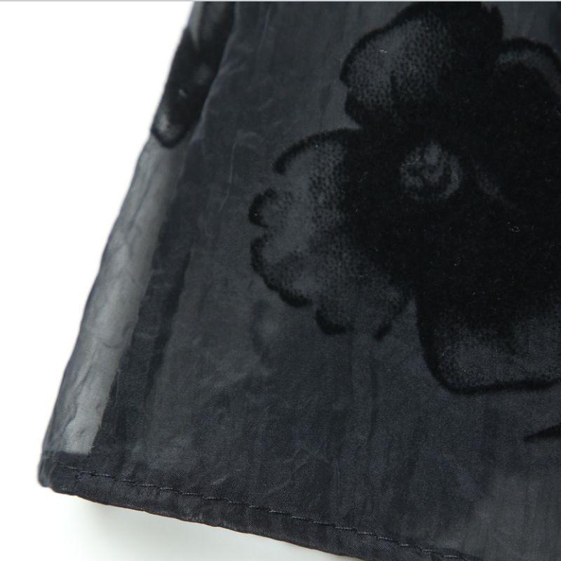 Sommer organza midiskjørt for kvinner Nytt stilig trykt stort svingeskjørt Høyt midje hengende garnskjørt