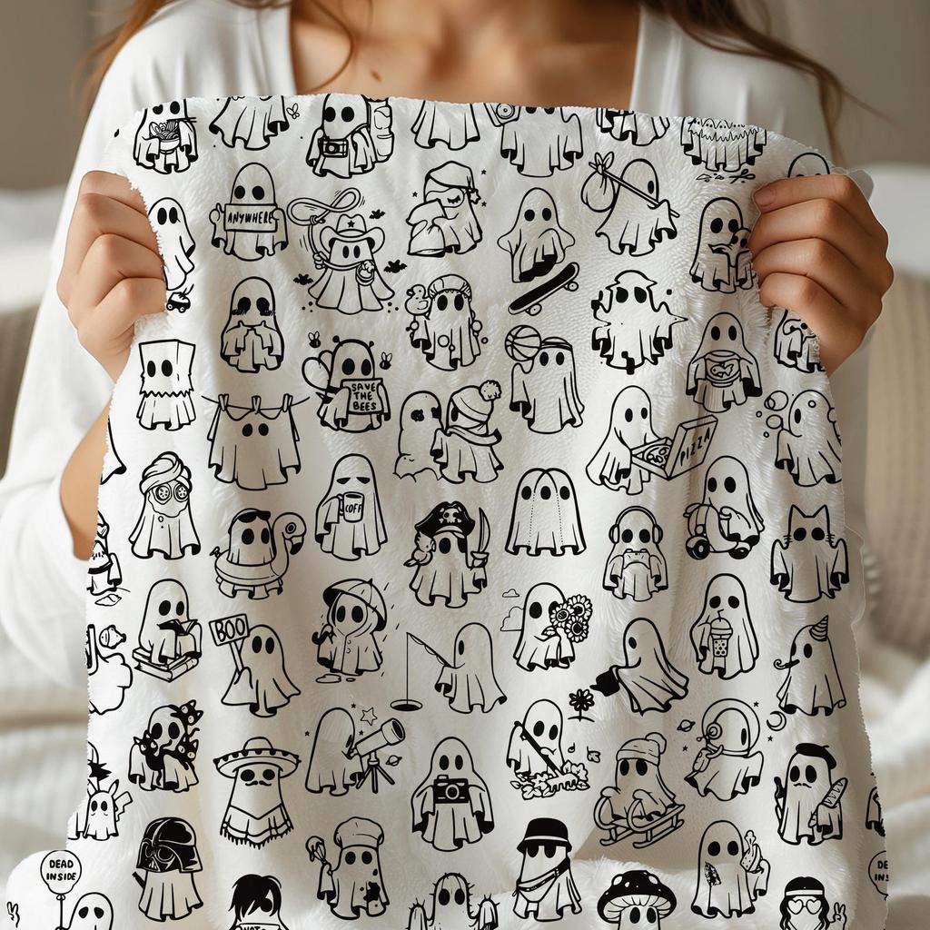 Ghost Halloween Blanket, Lightweight Blanket, Funny Ghost Decor, Summerween Blanket, Halloween Lover Gift, Throw Blanket Couch, Boo Basket