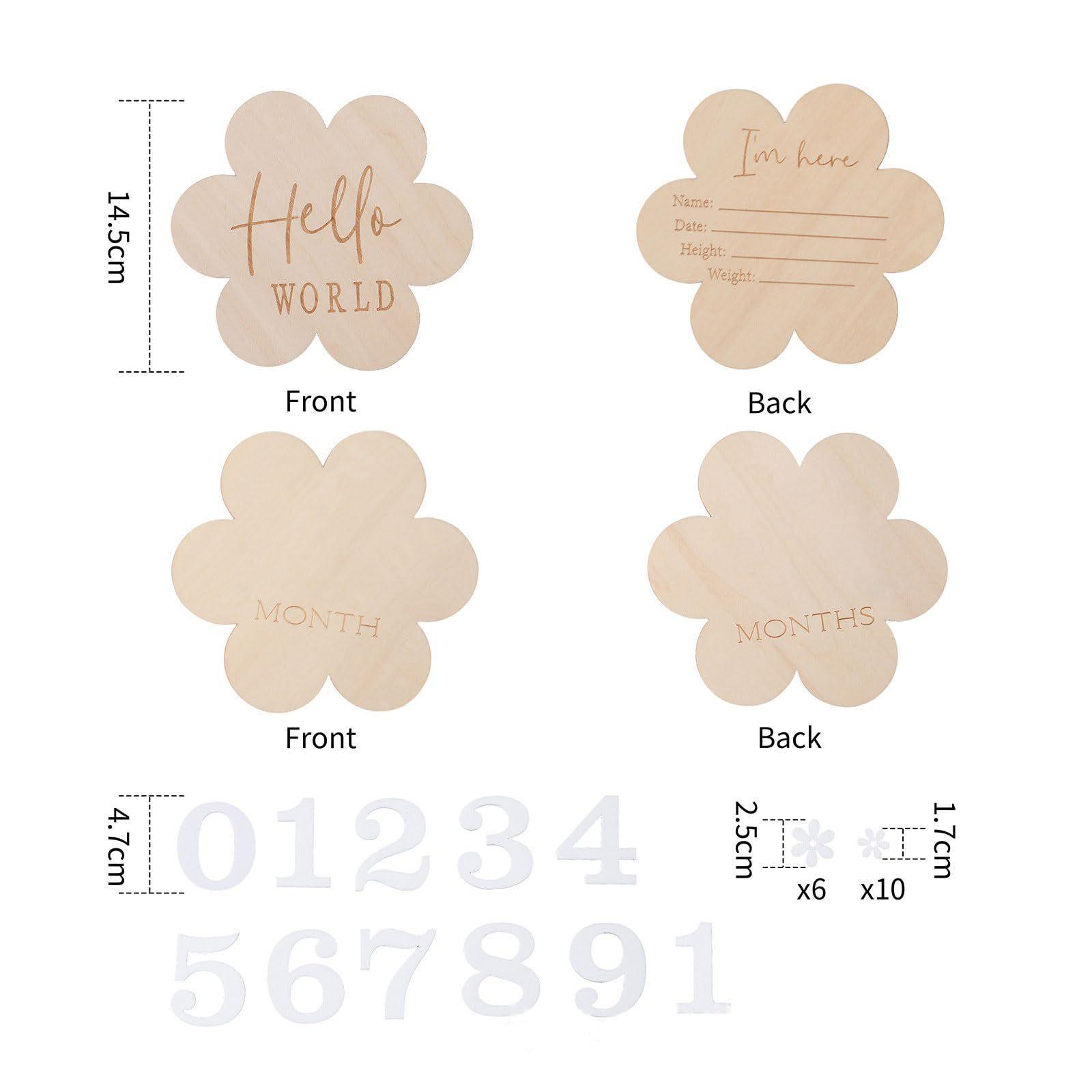 

Newborn baby photo props Flowers January-December birthday photo commemorative ornaments wooden flowers milestone toys