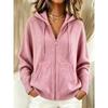 Women S Autumn Winter Hooded Zip Up Loose Knit Cardigan