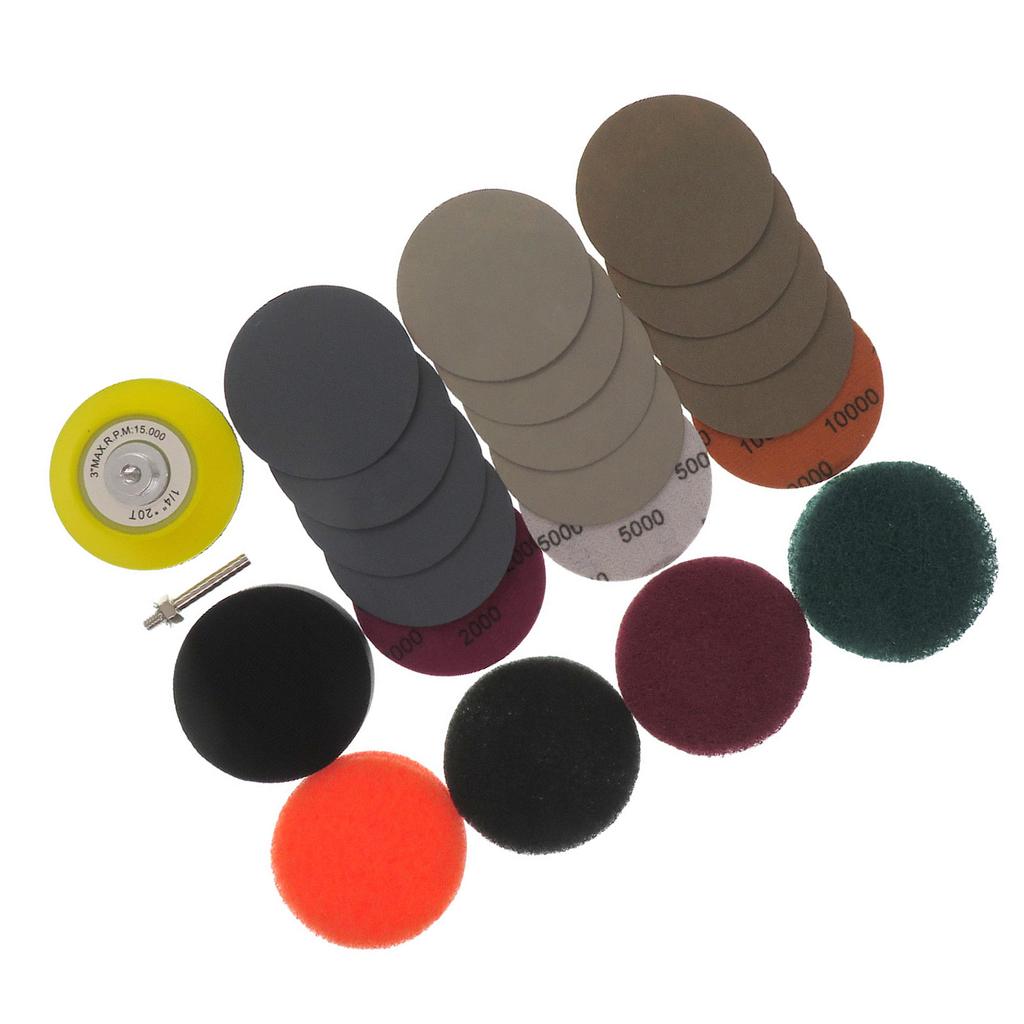 21PCs MultiGrit Sandpaper Pad Set Polishing Sanding Discs Auto Headlight Repair Tool Plastic Restoration Accessories