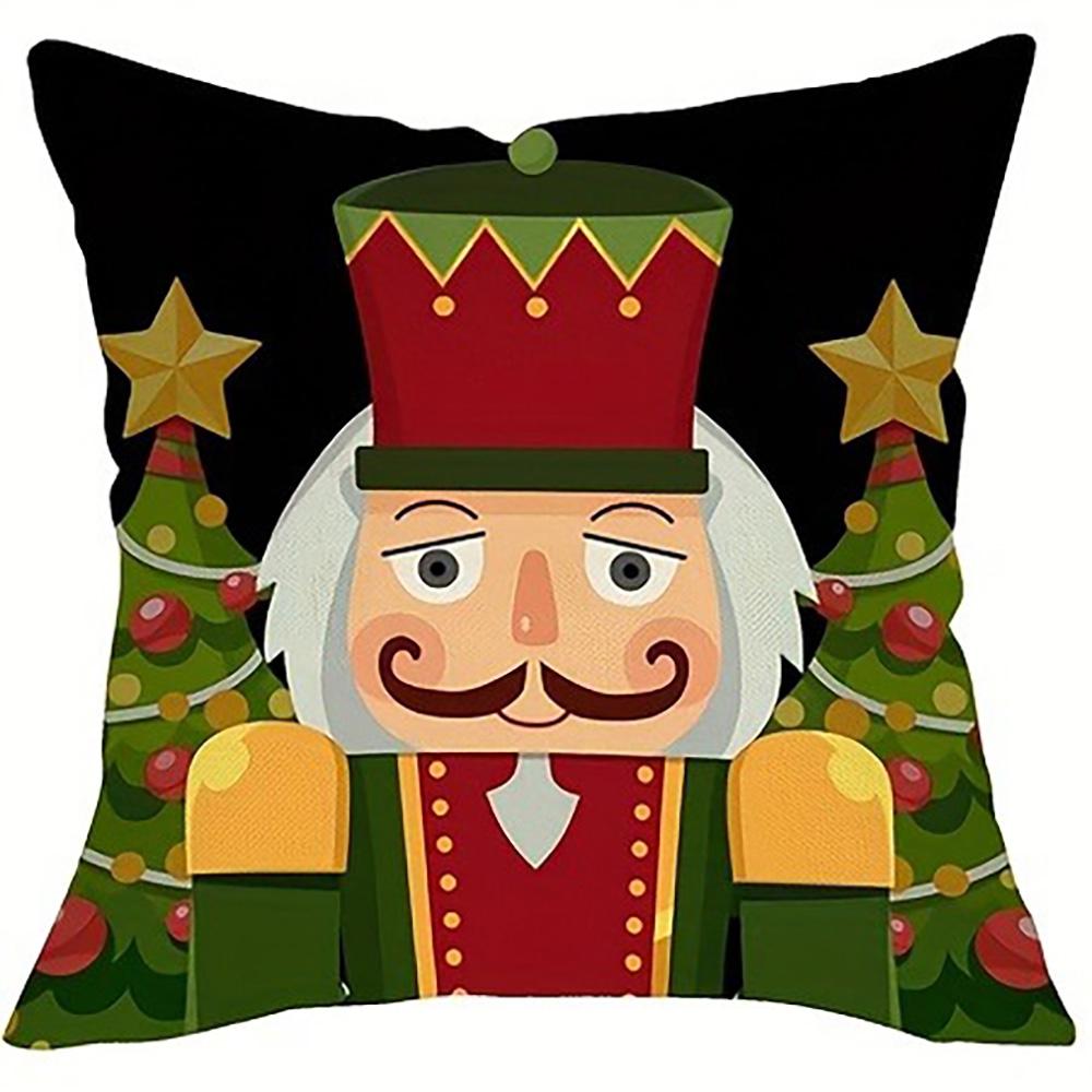 Nussknacker Weihnachts-Kissenbezüge: Festliche Designs für eine fröhliche Feiertagszeit Sofakissenbezug, Neujahrs-Heimdekoration