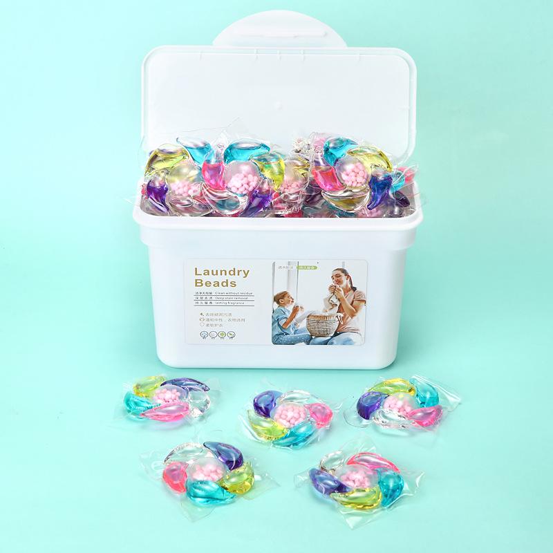 Five-in-One Laundry Pods: Long-Lasting Scent, Stain Removal, Softening, and Concentrated Detergent Beads.
