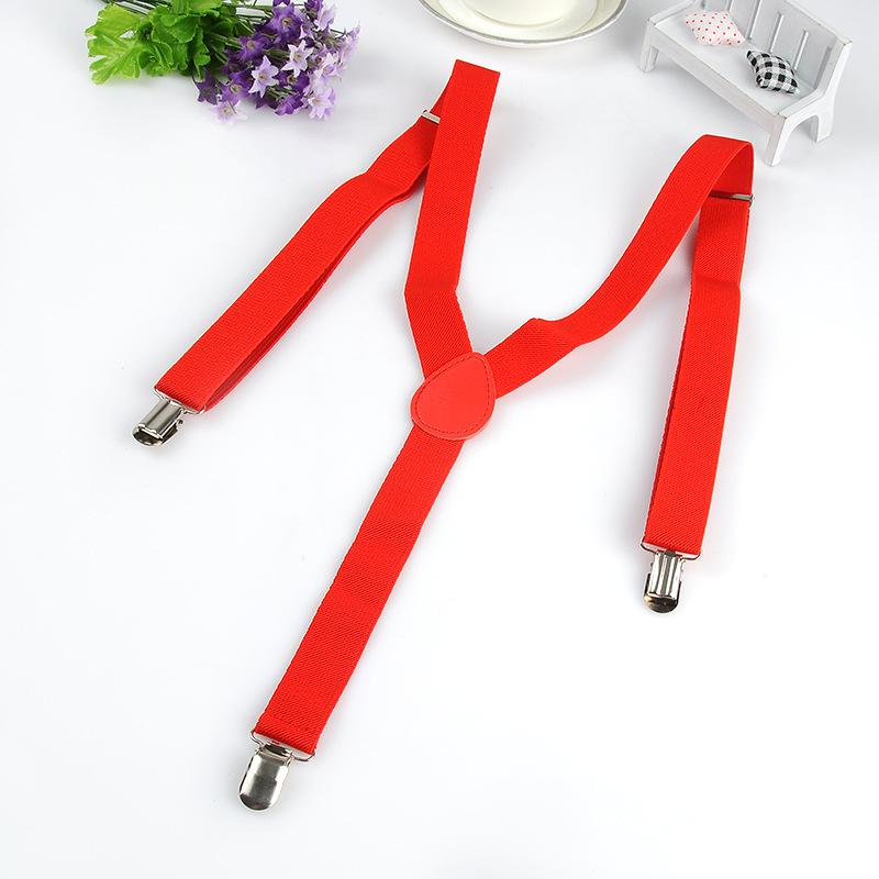 Unisex 2.5cm Y-Back Elastic Red Suspenders