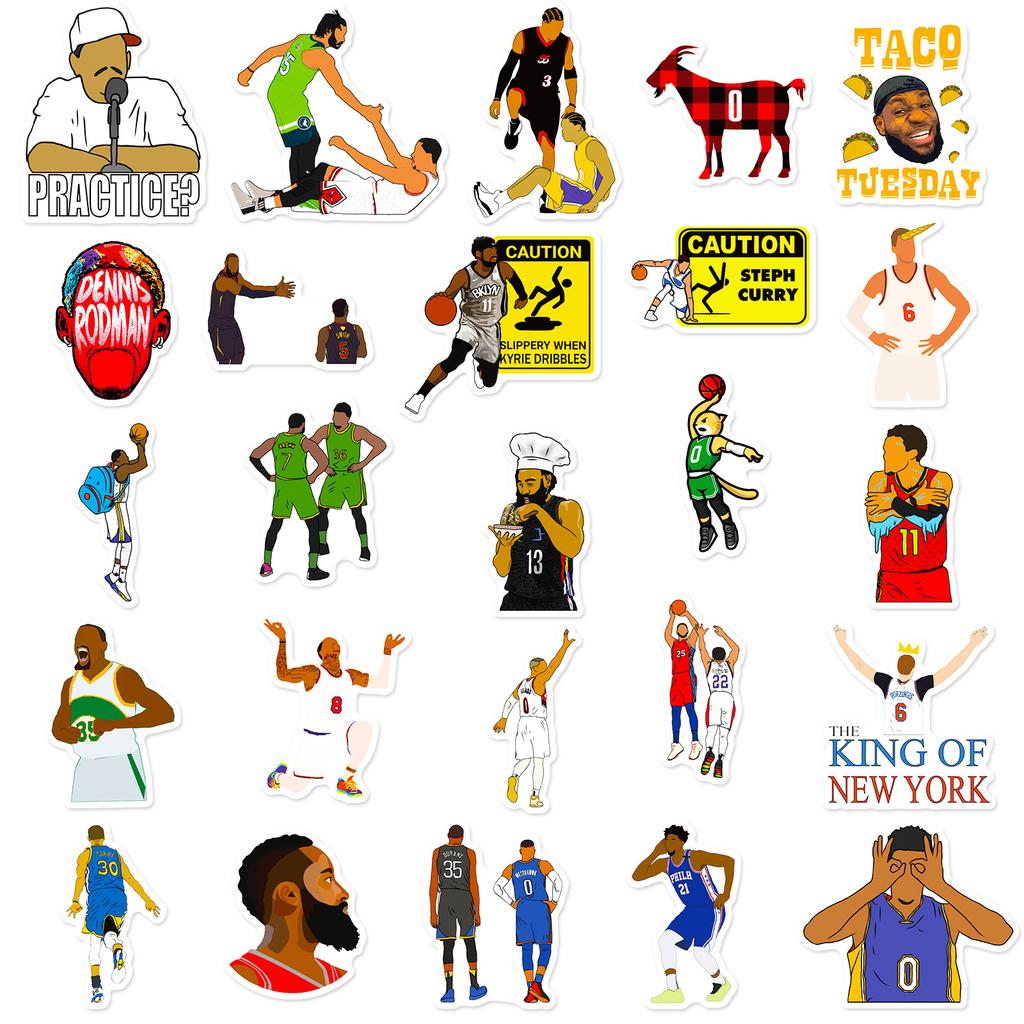 50 Nba - Basketball Terrier Stickers, Basketball Players Sports Stars Basketball Cartoon Stickers Collection