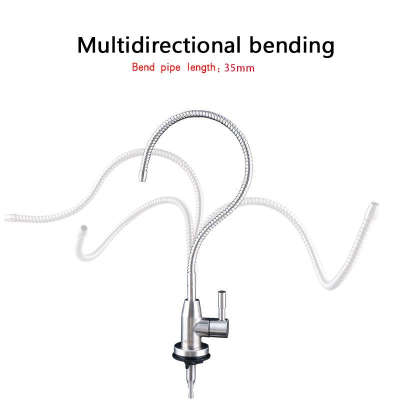Universal Gooseneck Water Purifier Faucet Reverse Osmosis Drinking Water Filter Faucet Stainless Steel 1/4" PE Quick Connect