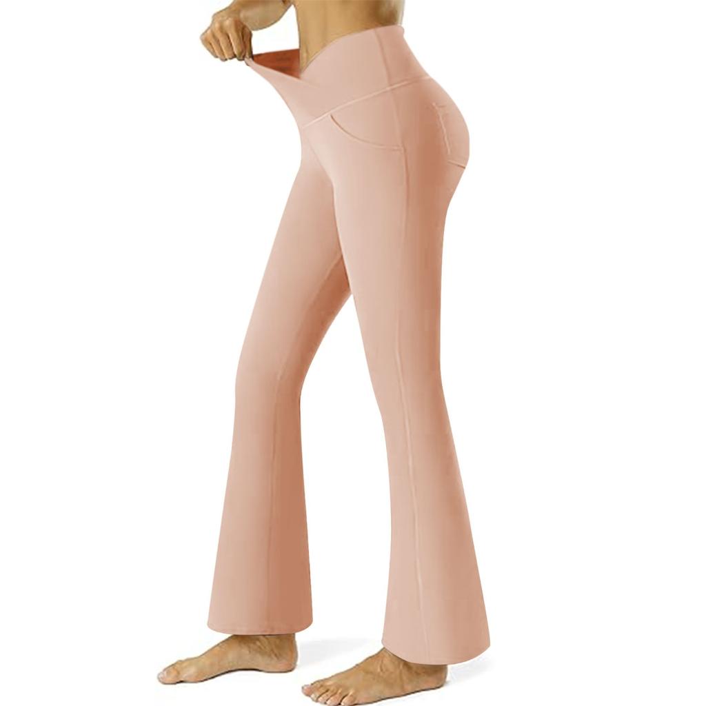 Womens Stretch Yoga Leggings Fitness Running Gym Sports Full Length Pants Flared Trousers