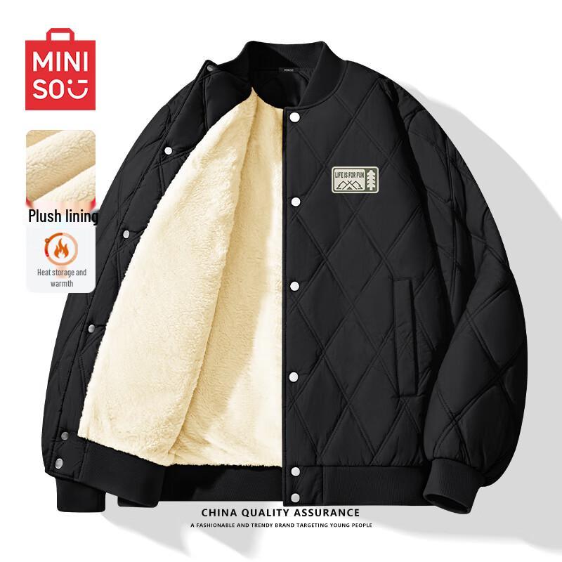 

MINISO Men s Retro Baseball Collar Padded Jacket 2XL